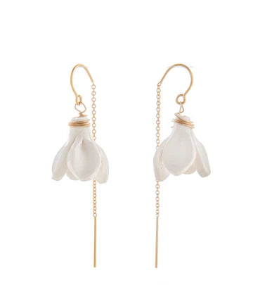 Pearl Flower Threader Earrings – 1000earring